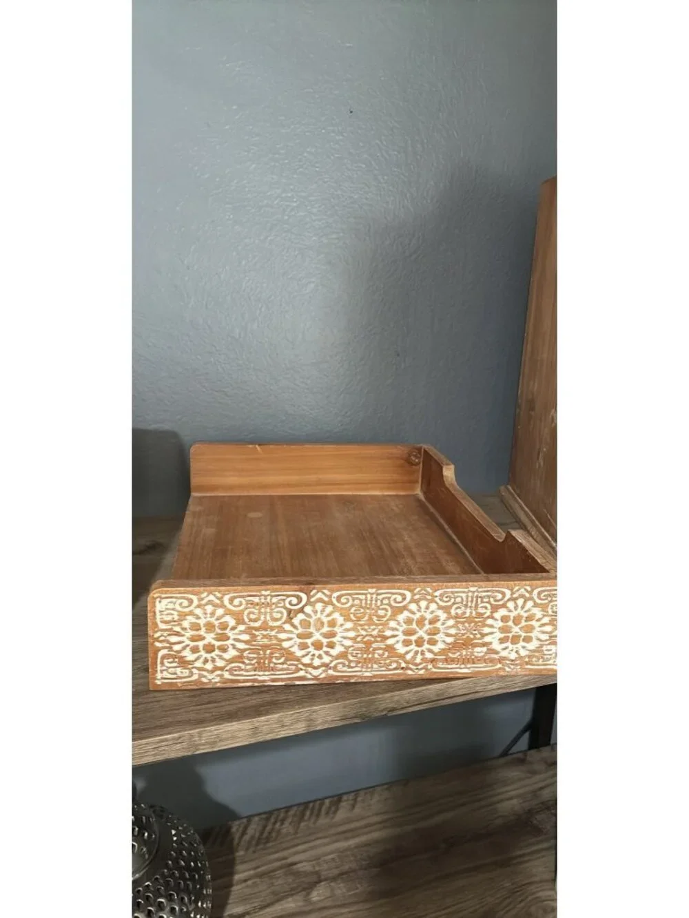 Hand-Carved Wooden Desk Organizer Set With Drawers & Compartments Office Or Home